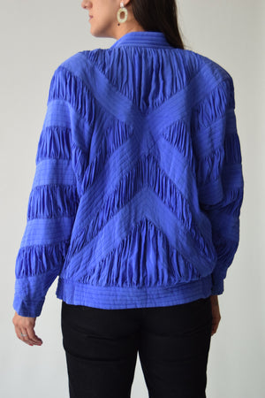 Ruched Electric Purple Bomber Jacket