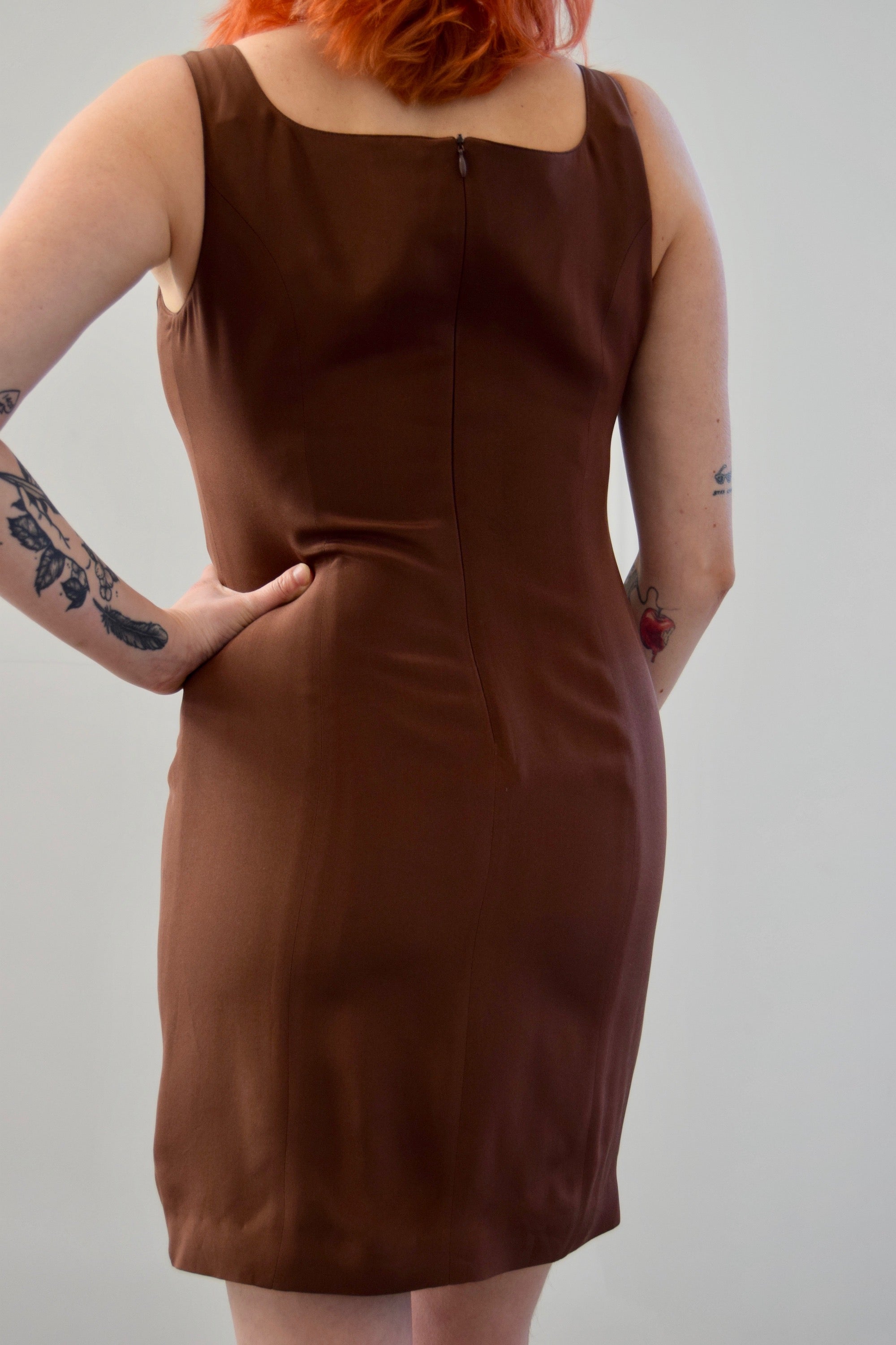 hugo buscati silk dress Silk Chocolate "Hugo Buscati" Cocktail Dress Community Thrift and Vintage