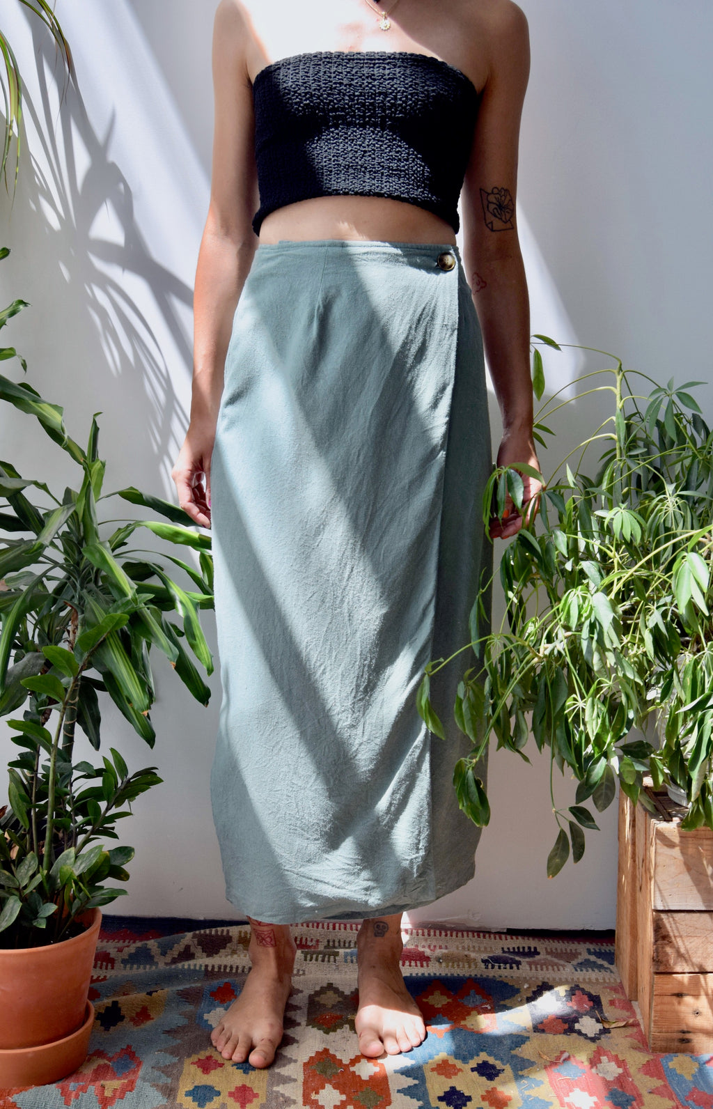 Rosemary Raw Silk Wrap Skirt