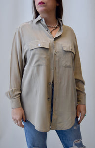 Ecru Silk Button Up