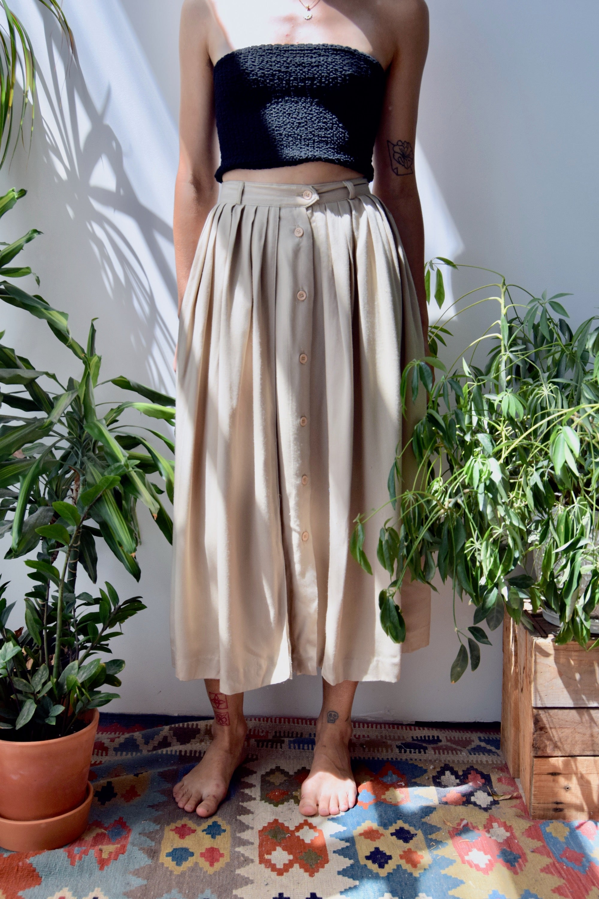 Eighties Pleated Rayon Skirt