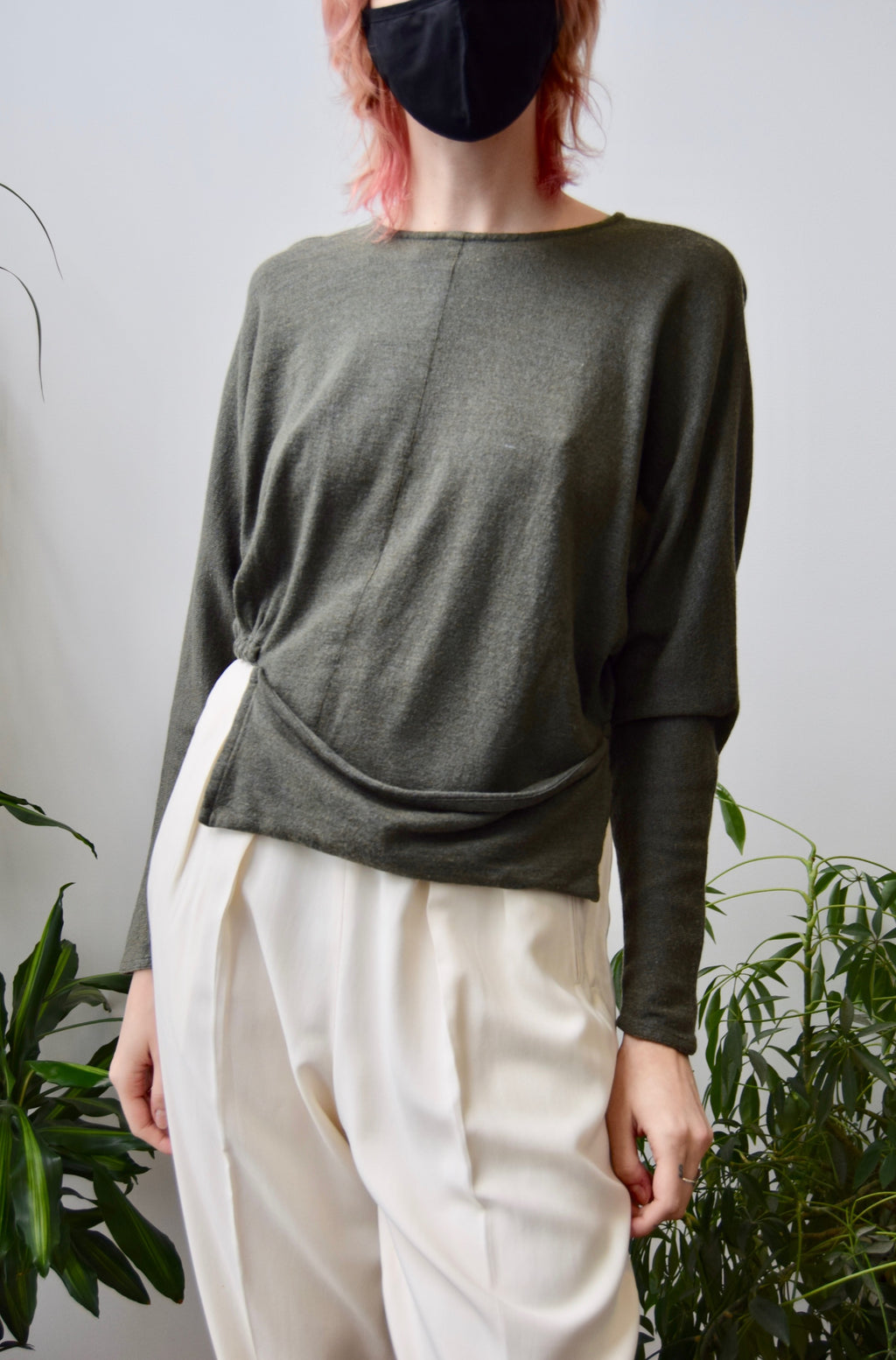 Olive Wool Pouch Sweater