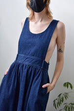 Eighties Dark Wash Denim Pinafore Dress