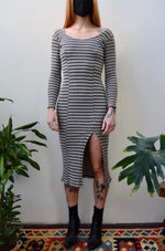 Nineties Ribbed Grey Striped Dress