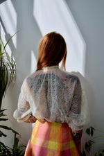 Fifties Stunning Sheer Cut Out Blouse