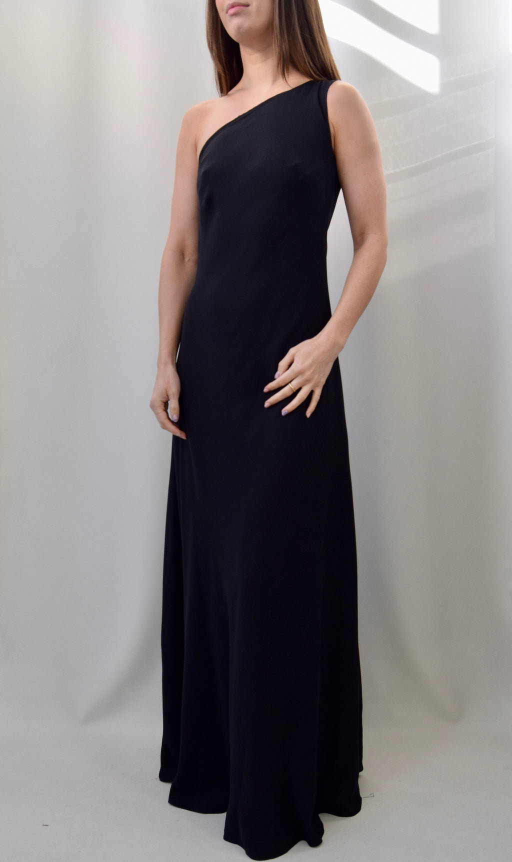 "Ralph Lauren" Silk Single Shoulder Gown