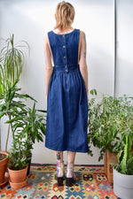 Eighties Dark Wash Denim Pinafore Dress