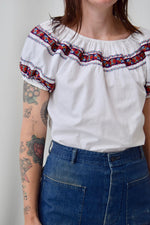 White Cotton Peasant Top