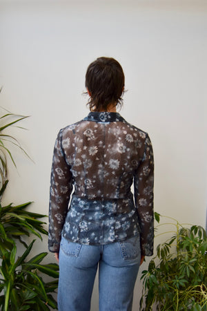 00's Sheer Floral Blouse