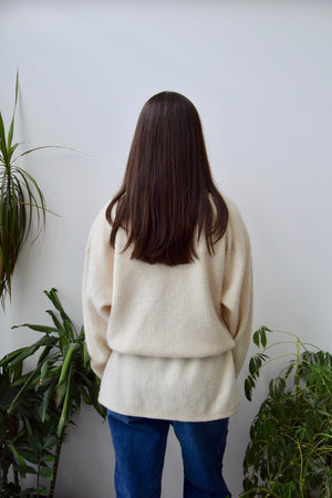 Cream Lambswool Sweater Jacket
