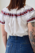 White Cotton Peasant Top