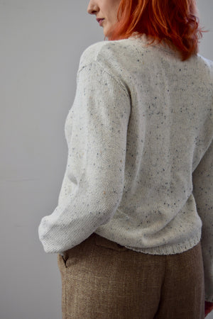 Blue and Yellow Speckled Confetti Cotton Pullover Sweater