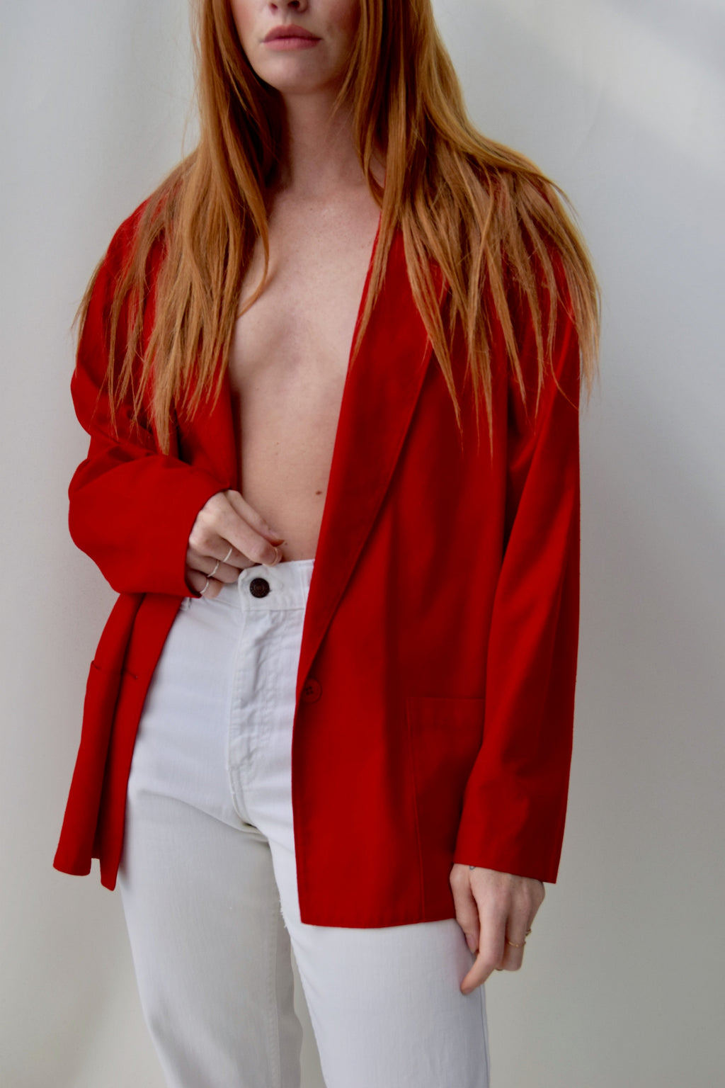 Poppy Red Silk Blazer