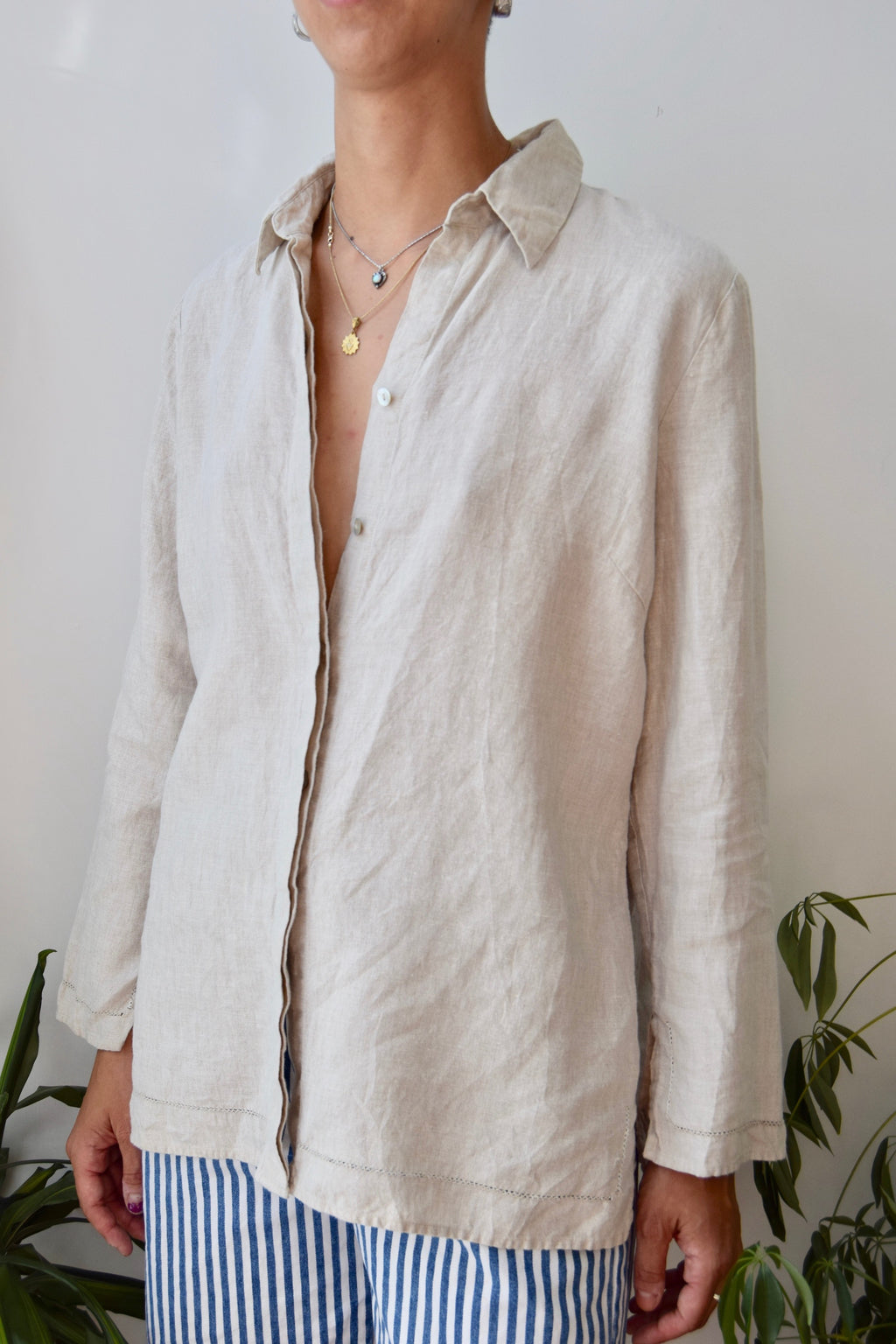 Wheat Linen Button Up