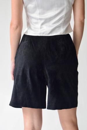 Black Suede Trouser Shorts
