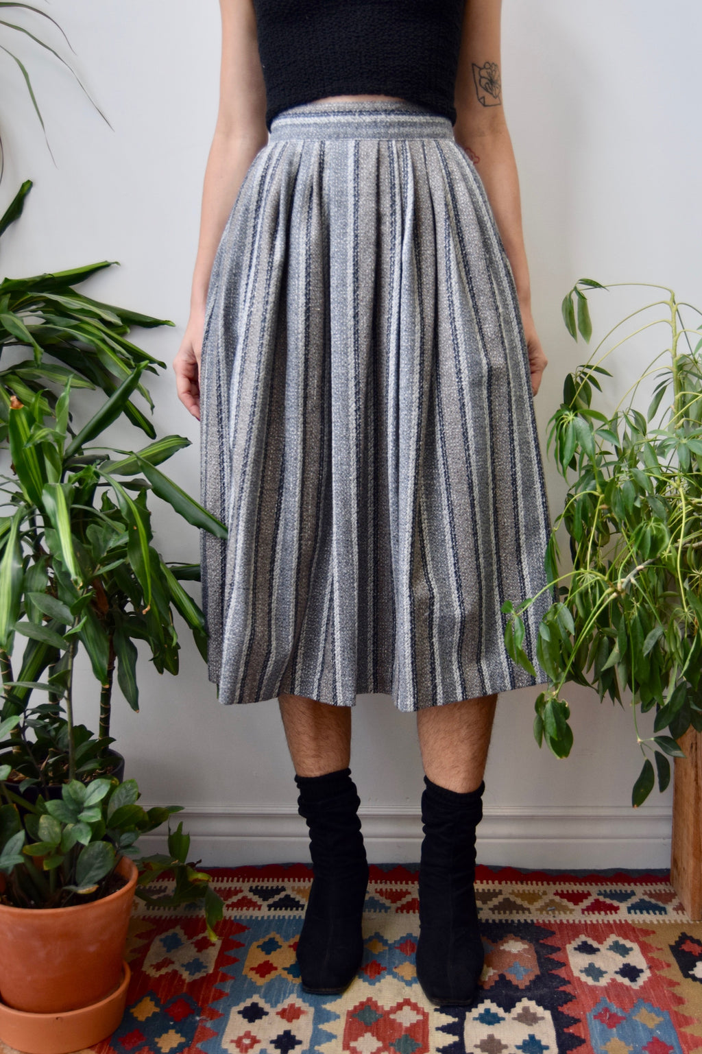 Eighties Grey Wool Skirt