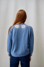 Vintage Powder Blue Beaded Cashmere Cardigan