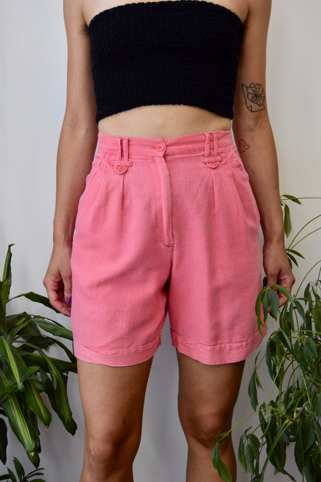 Watermelon Linen Blend Trouser Shorts