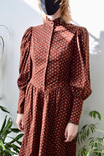 Seventies Chocolate Calico Dress