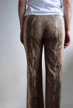 Vintage Cropped Snake Print Trousers