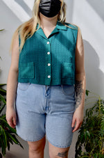 Teal Plaid Crop Top