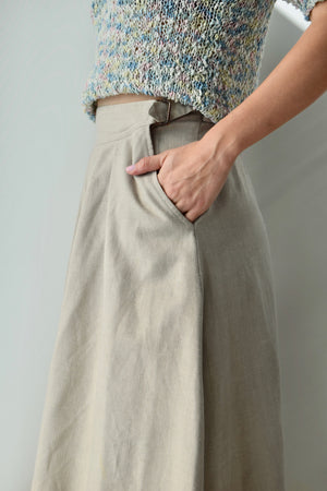 Seventies Linen Blend Librarian Skirt