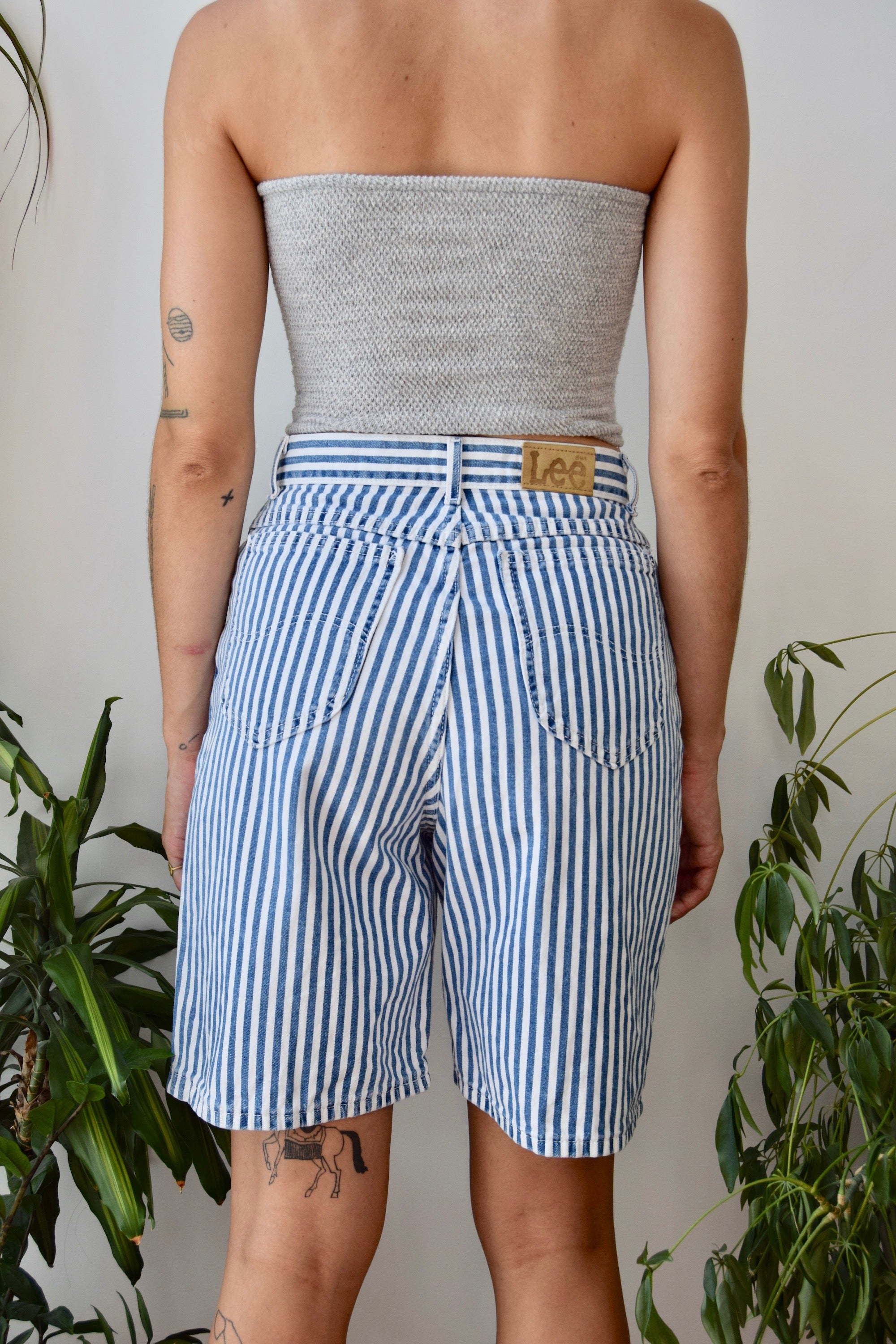 Hickory Stripe Jean Shorts