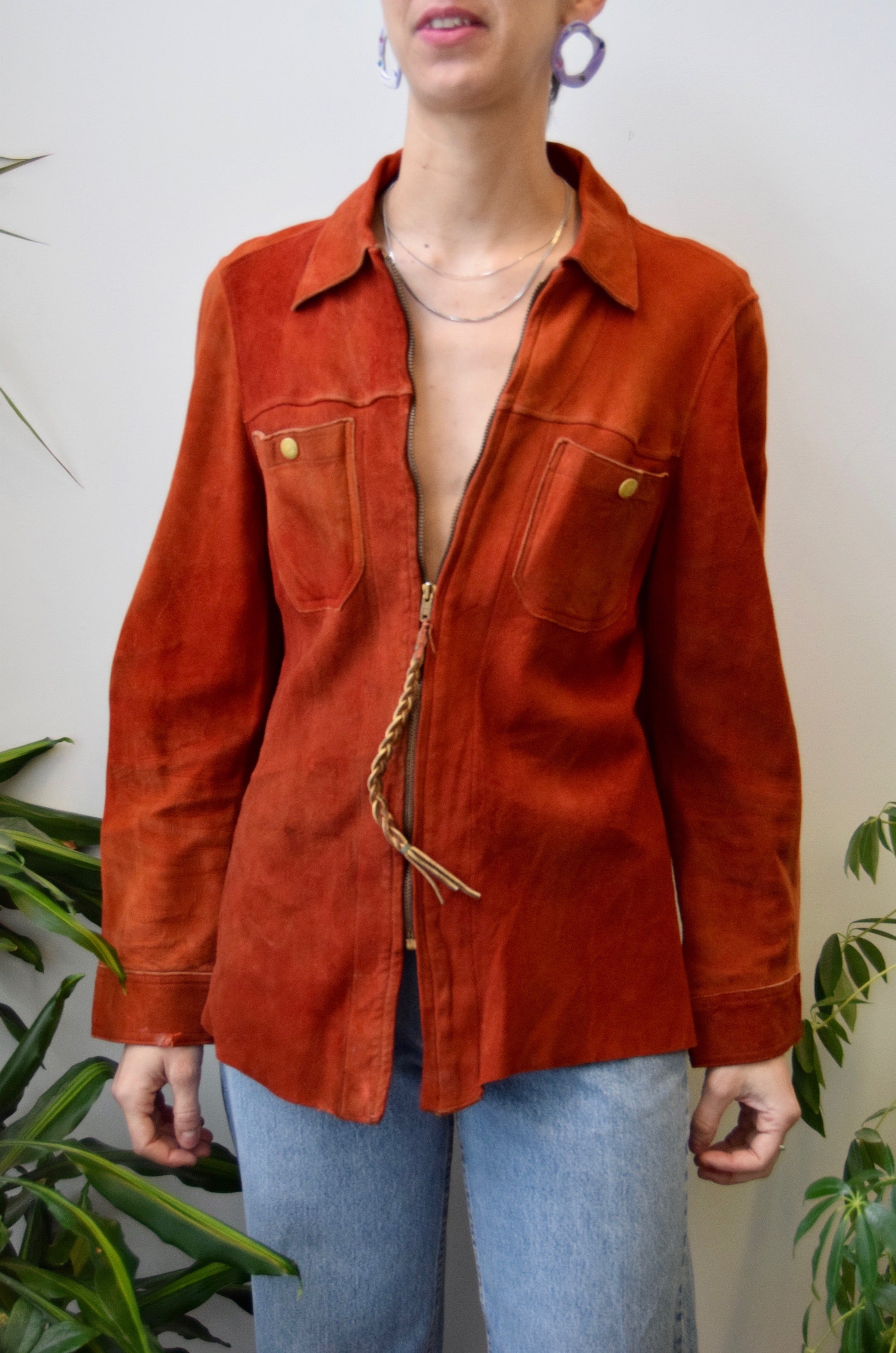 Seventies Rust Suede Shacket