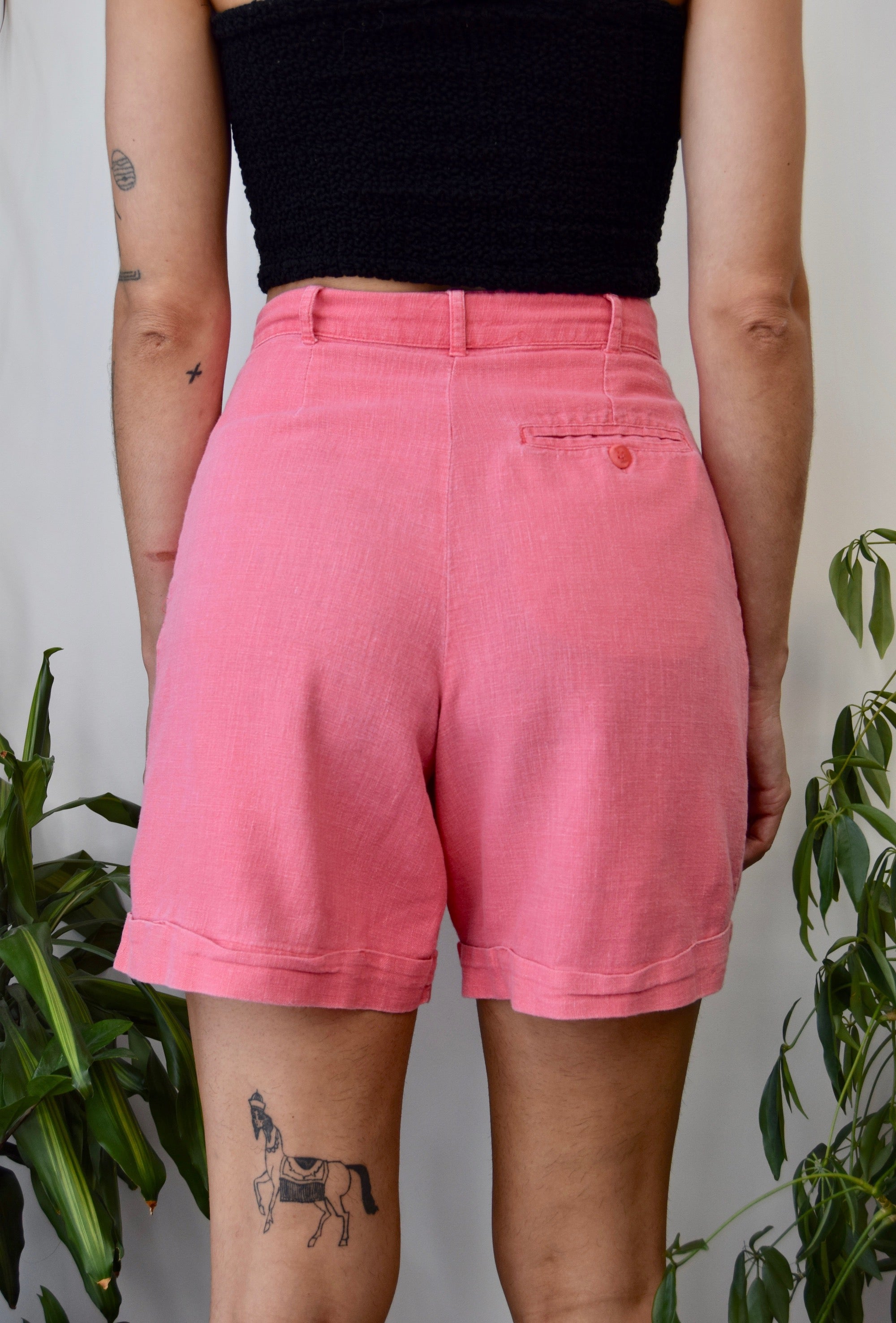 Watermelon Linen Blend Trouser Shorts