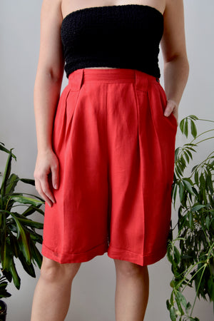 Cherry Linen Shorts