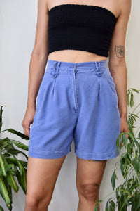 Periwinkle Linen Blend Trouser Shorts