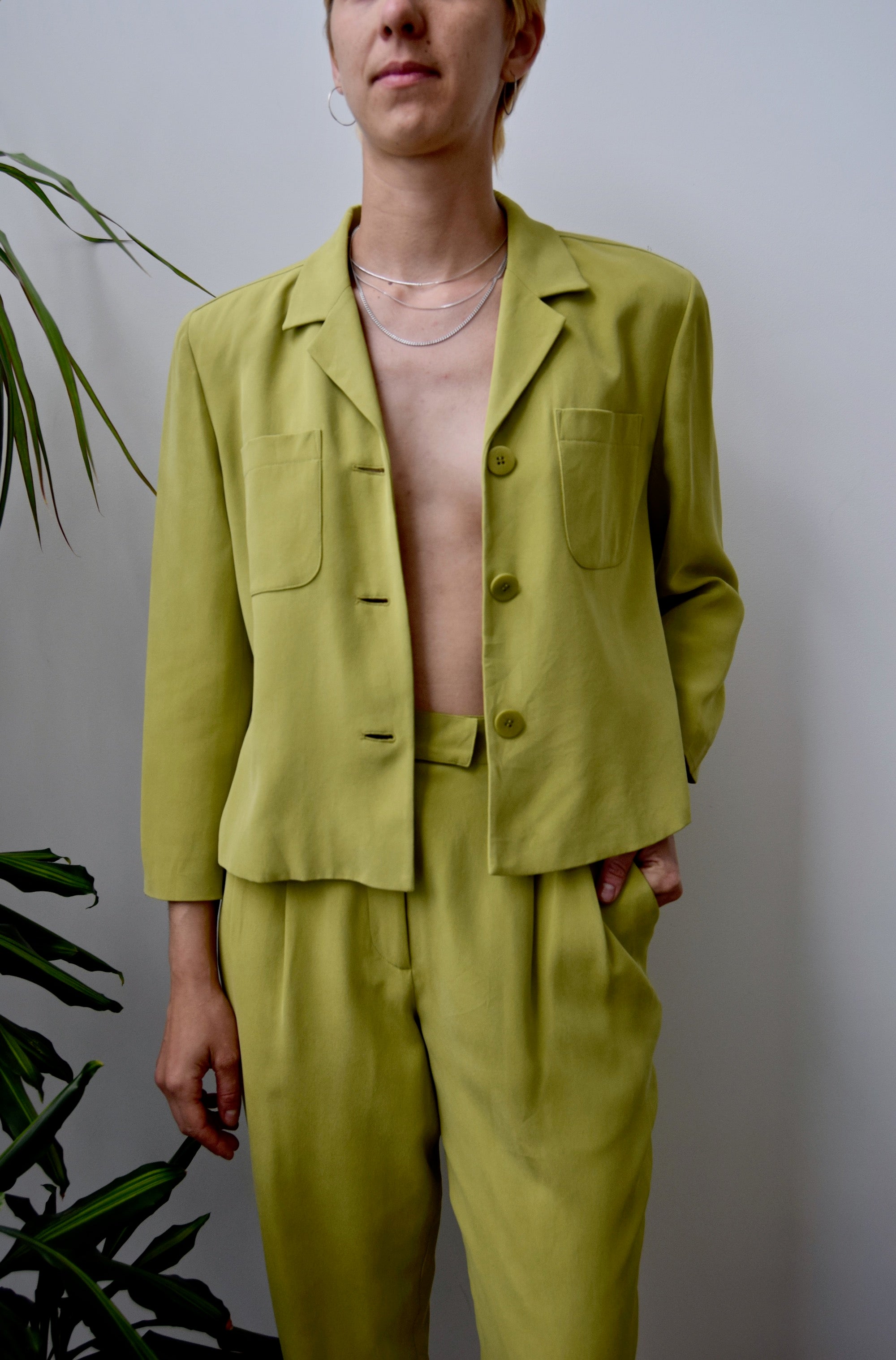 Chartreuse Silk Suit