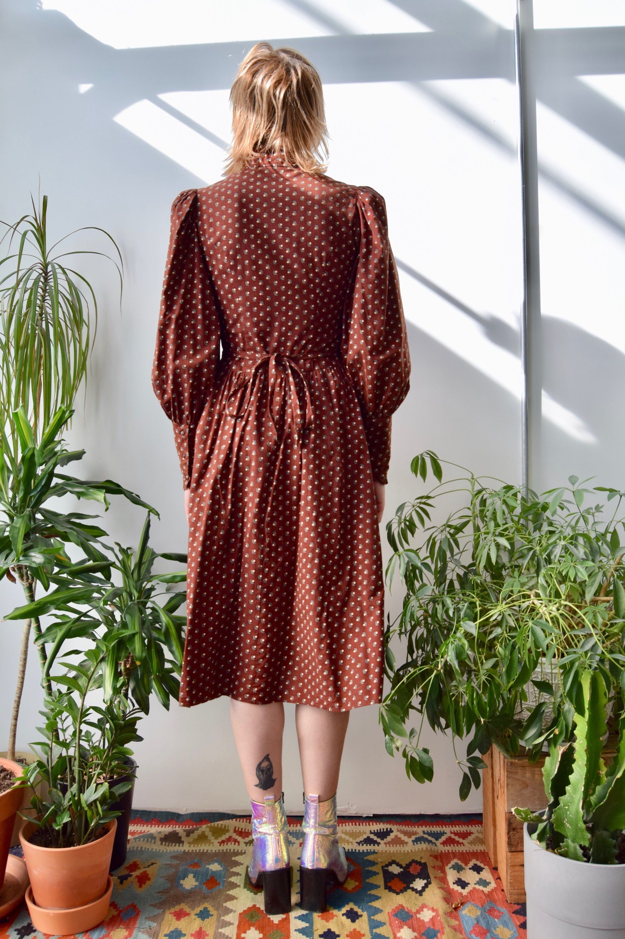 Seventies Chocolate Calico Dress