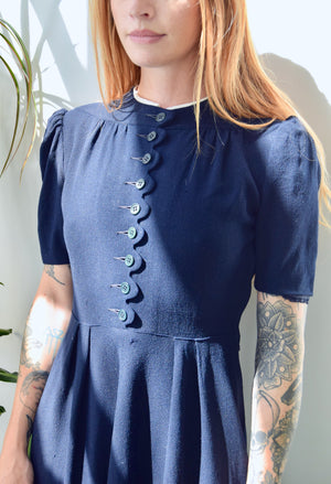 Forties Navy Wool Dress