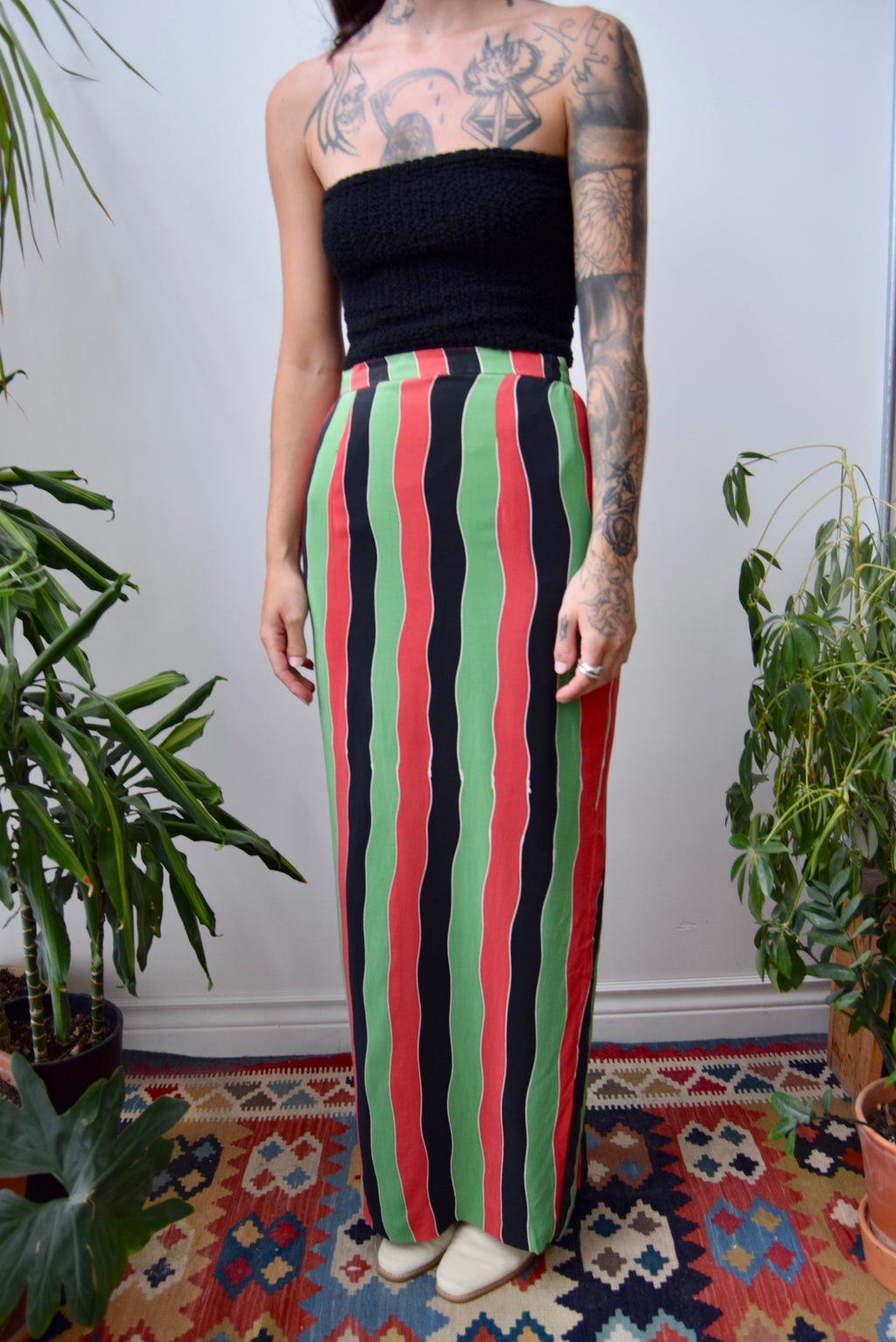 Silk Striped Skirt