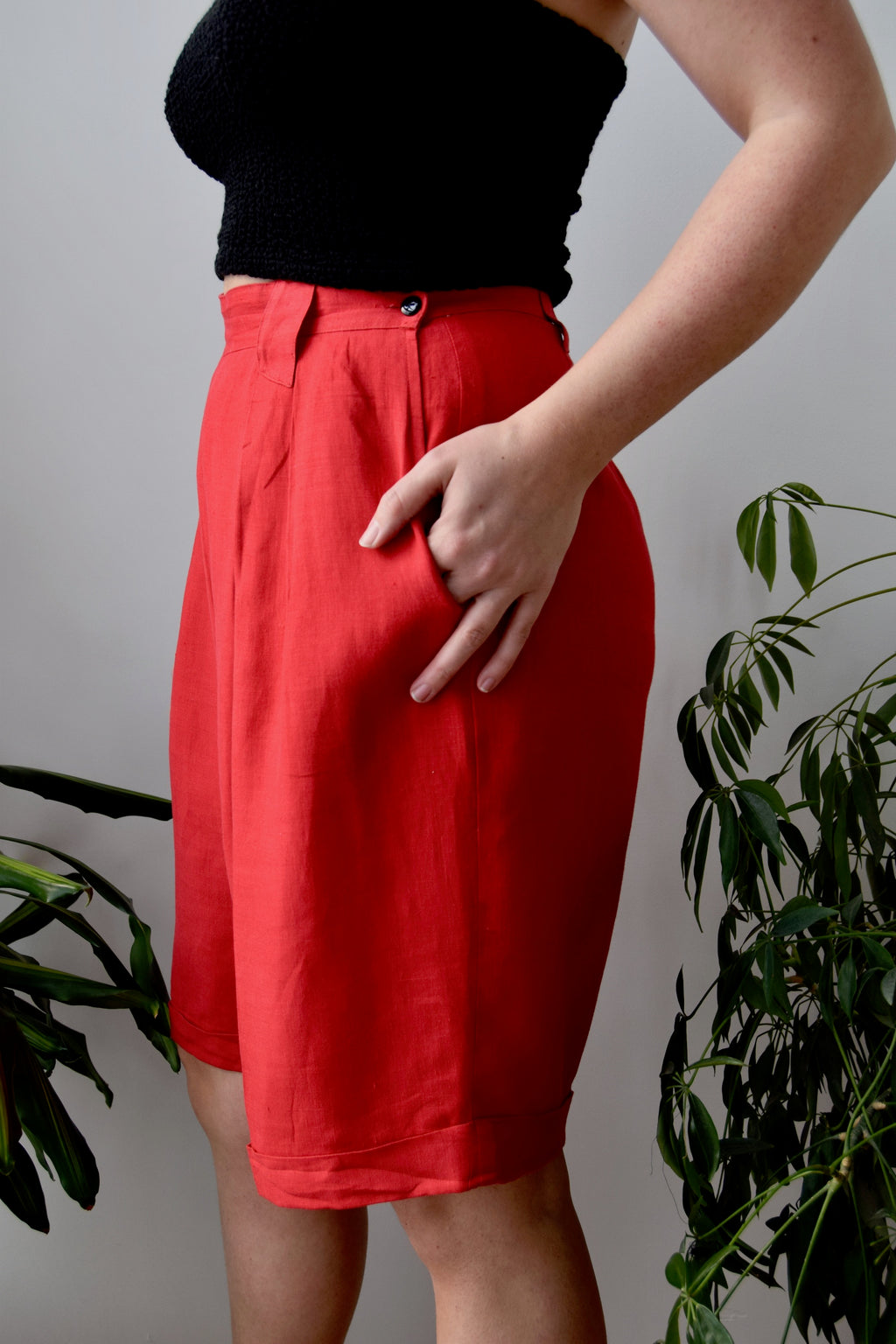 Cherry Linen Shorts