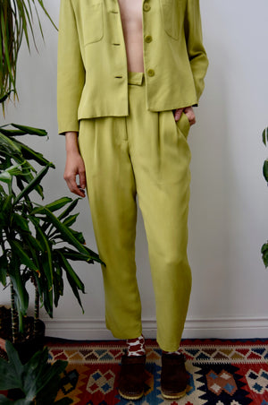 Chartreuse Silk Suit