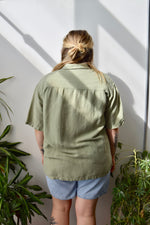 Pistachio Linen Button Up