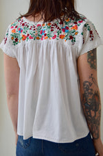 Bright Floral Embroidered Cotton Top