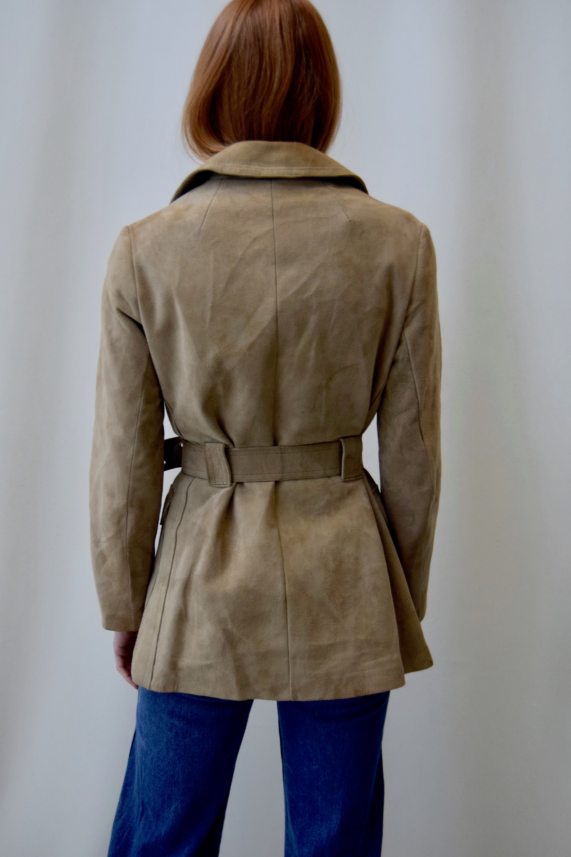 Sixties Lamb Leather Belted Coat