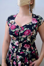 Floral Drop Waist Rayon Dress