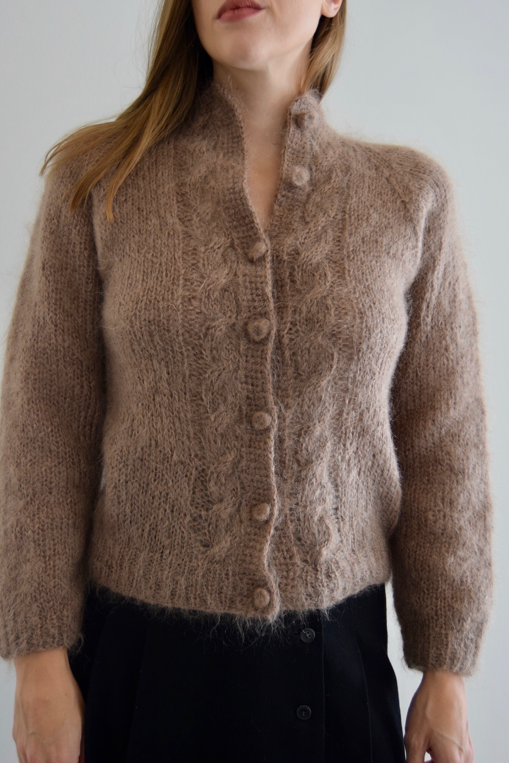 Mousy Brown Mohair Cardigan