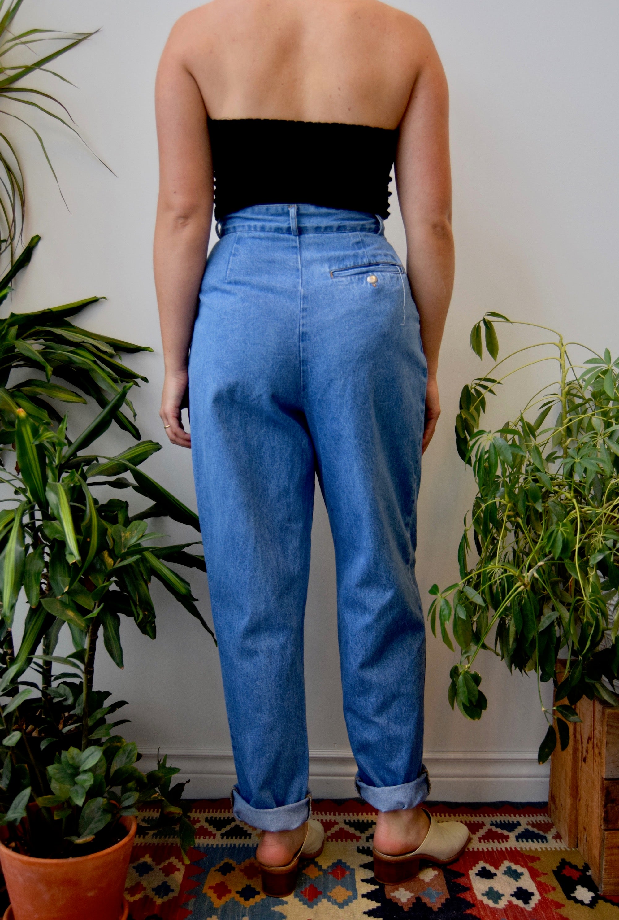 Nineties Pleated Blue Jeans