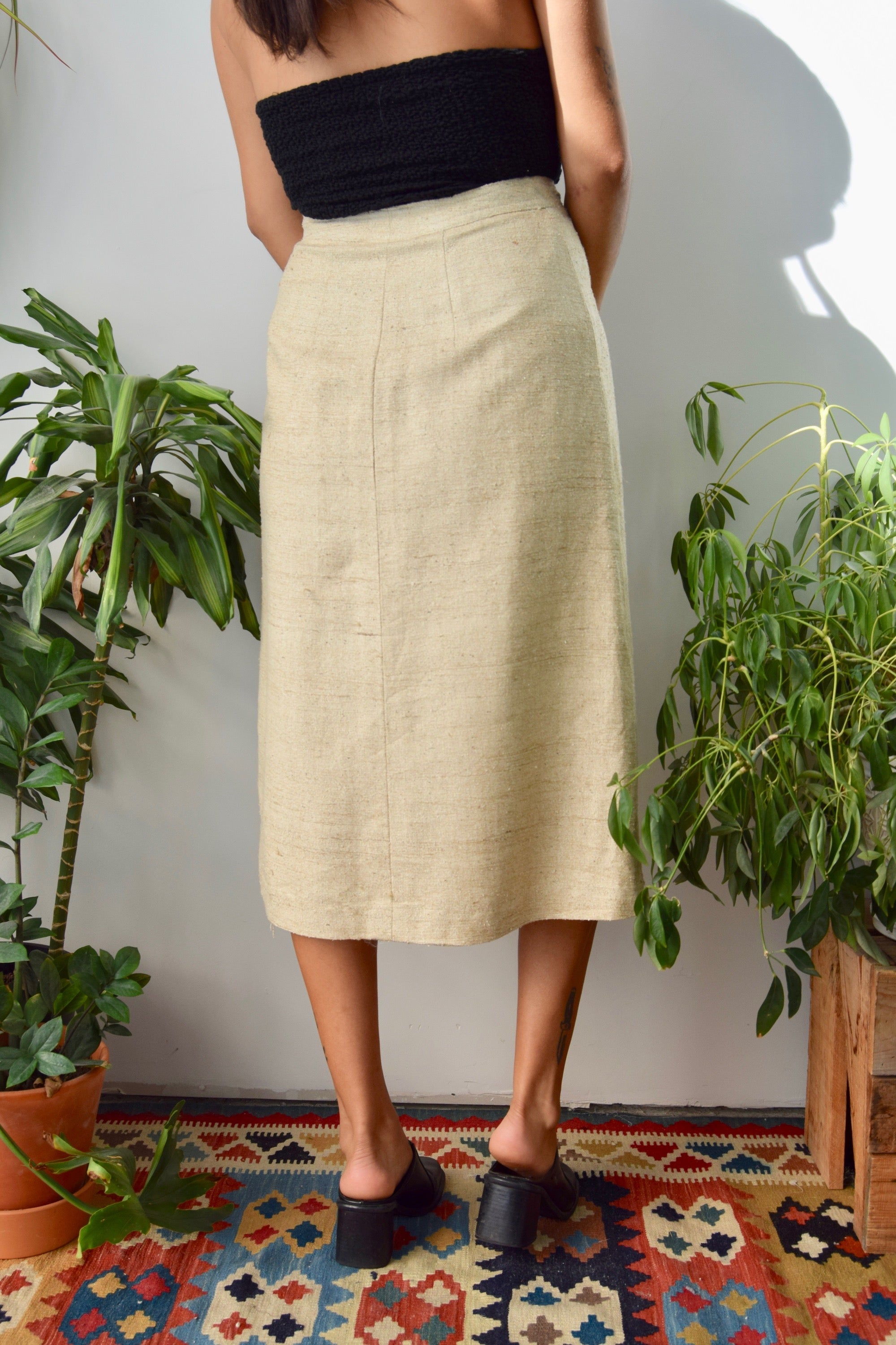 Natural Silk Pencil Skirt