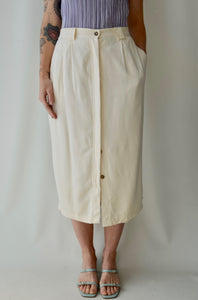 "New York Studio" Ivory Raw Silk Skirt