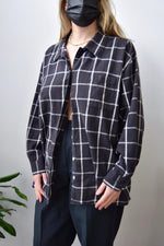 Linen Grid Button UP