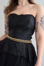 Vintage 50s Black Tulle Strapless Dress