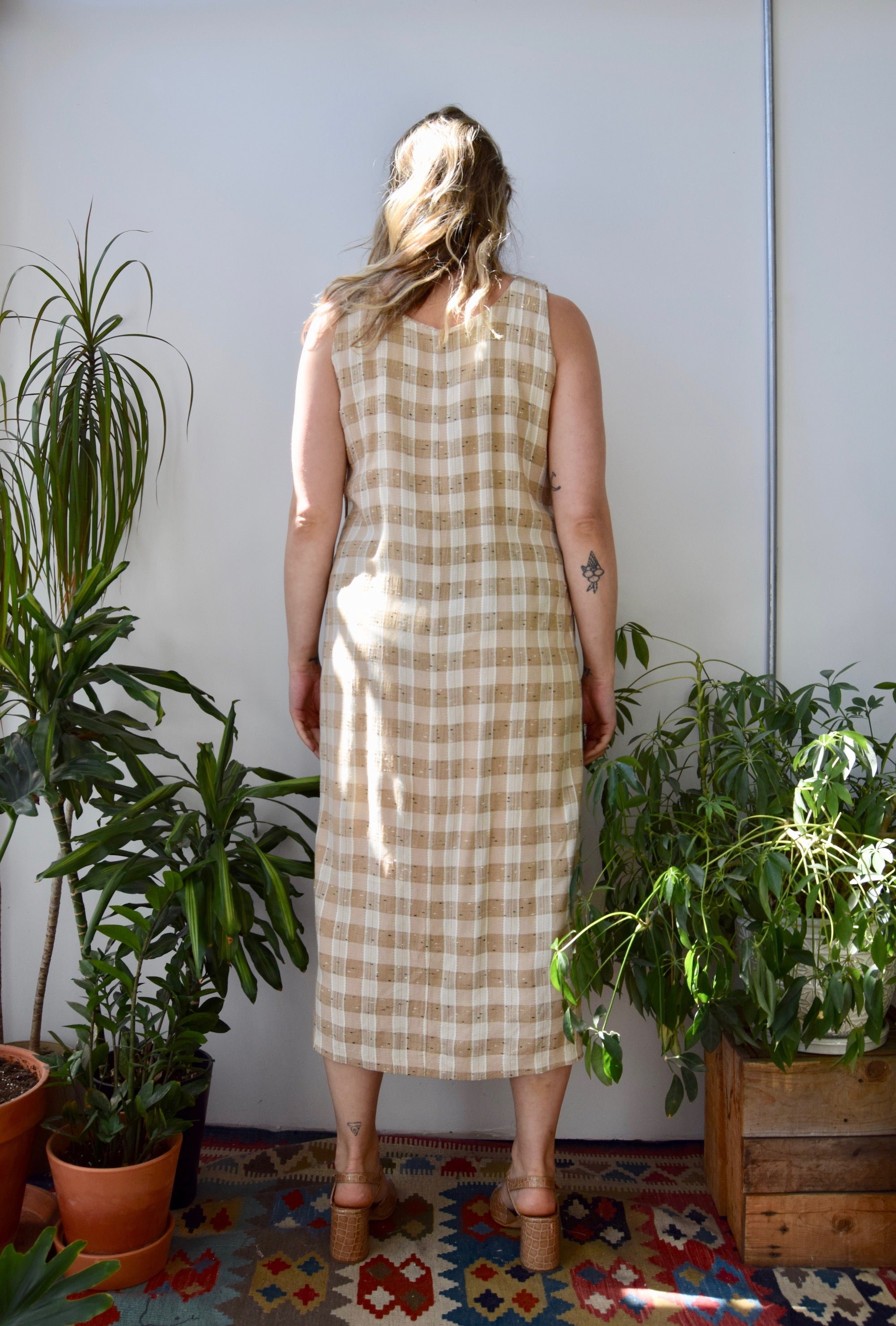 Textured Plaid Maxi Dress