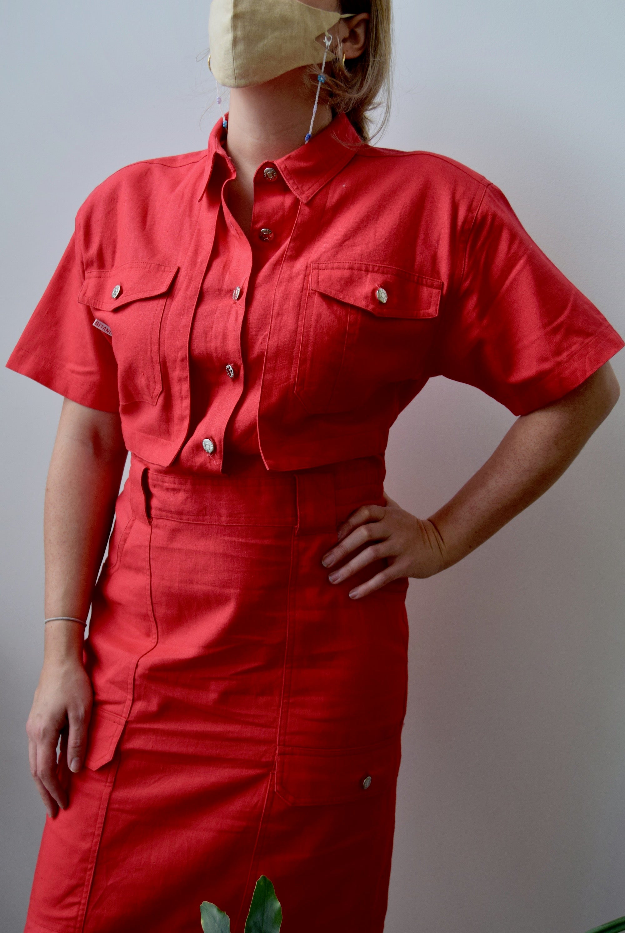 Nineties Ramie Cotton Shirt Dress