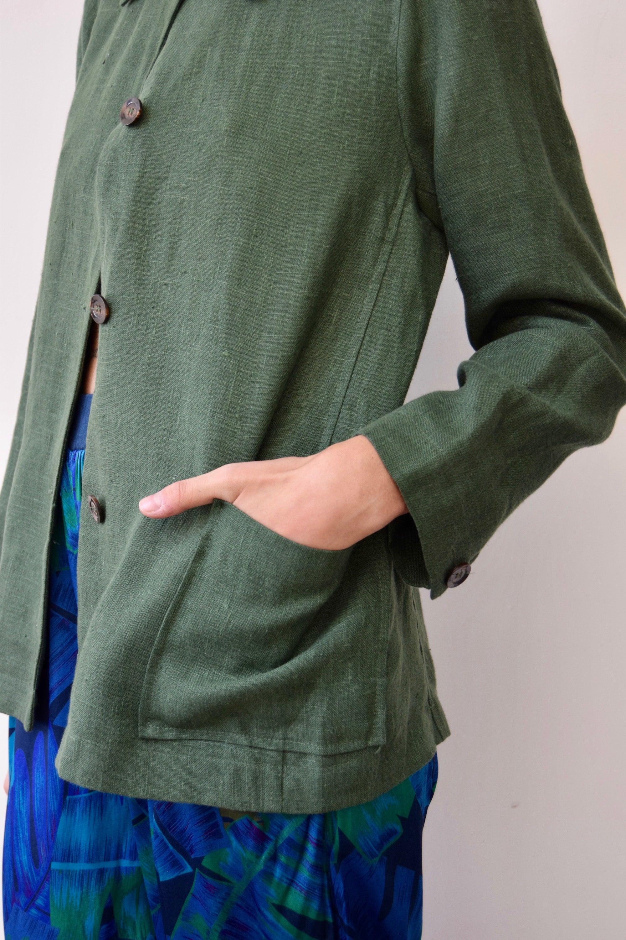 Forest Green Linen Jacket